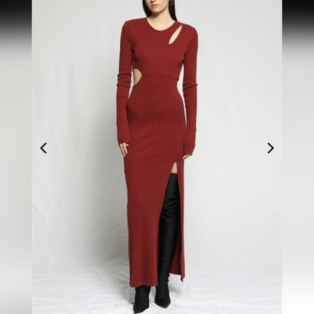 The Range Mass Rib Carved Midi Dress Red